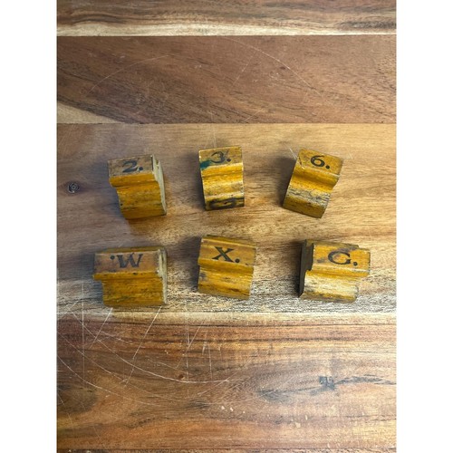 Vintage Wood Blocks Numbers Letter Letterpress Set of 6