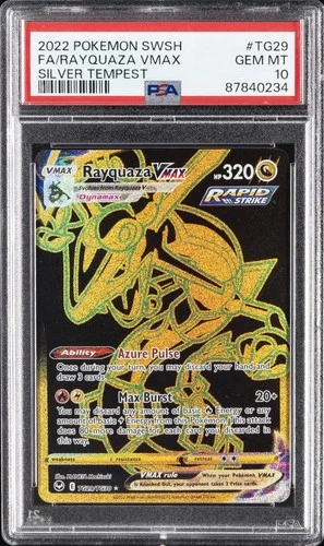 2022 POKEMON SWORD & SHIELD SILVER TEMPEST #TG29 FULL ART/RAYQUAZA VMAX PSA 10