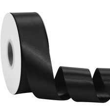 Black Ribbon 1 1/2 Inch x 50 Yards Double Faced Satin Ribbon Gift Wrap