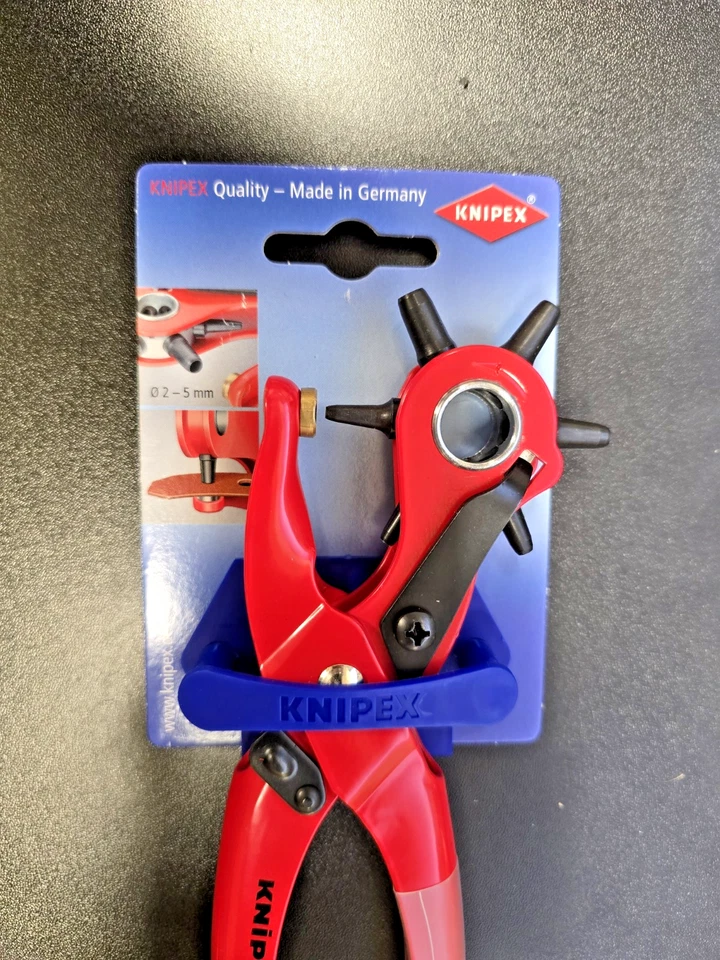 Nuevo KNIPEX 90 70 220 Agujero Giratorio Perforador Alicates Alemania Cuero Goma Foto 2 de 3