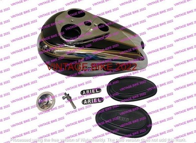 Ariel Square 4 Red Hunter Black Chrome Steel Fuel Tank +cap kpad badge tap /FIT