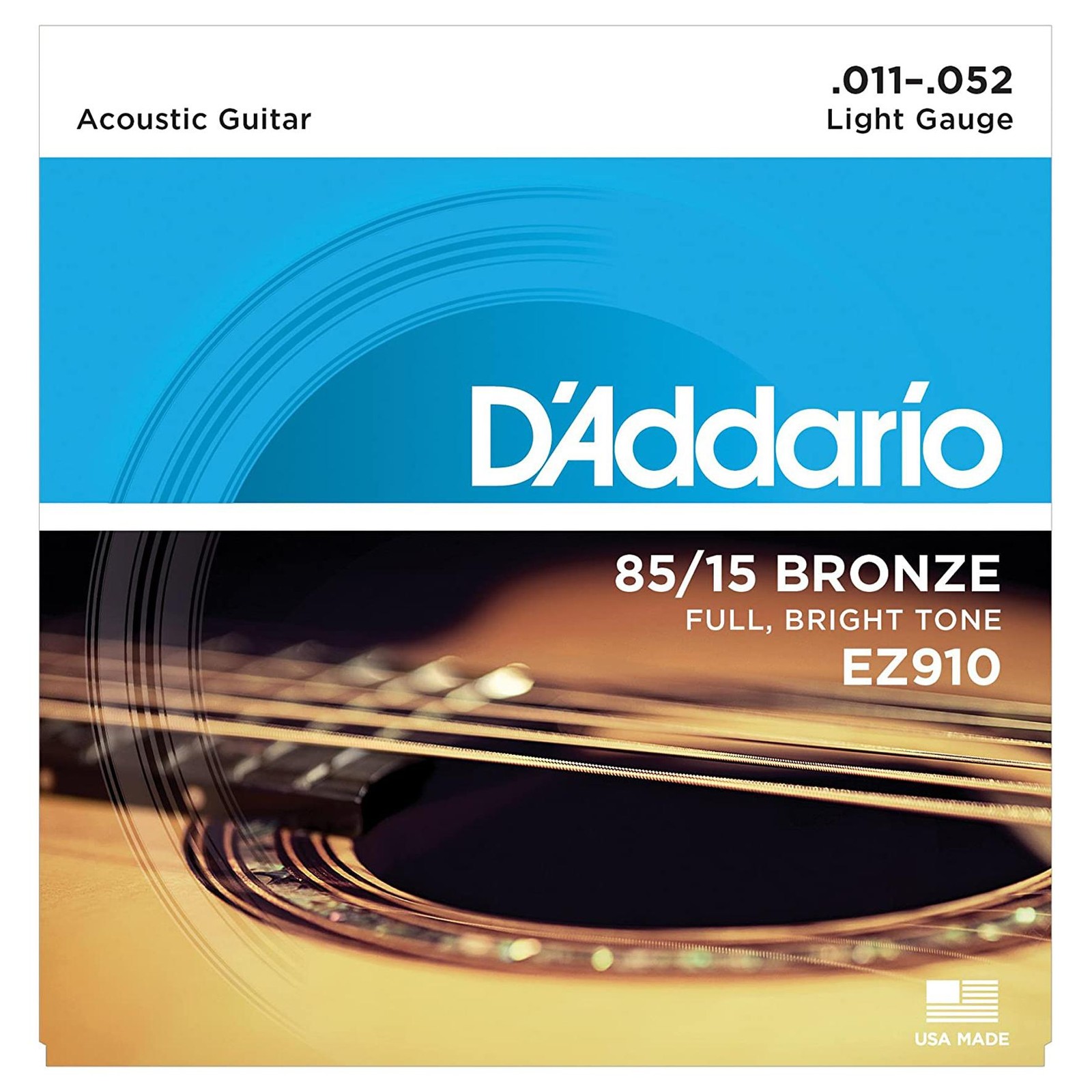 Corde D'Addario EZ910 Light 11-52 per Chitarra Acustica