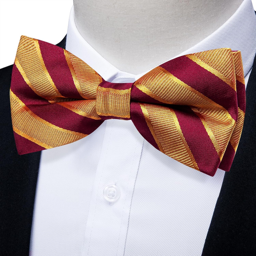 Silk Bow Ties for Men Striped Pre-tied Adjustable Bowties Woven Jacquard Formal - 第 2/12 張圖片