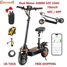 6000W 52V 33AH Electric Scooter Dual Motor 10" Off-Road E-Scooter 75km/h W/Seat