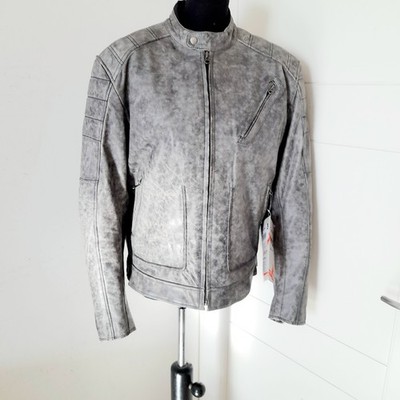 A-PRO Motorradjacke Leder grau, mit Protektoren, Steppweste.Gr.L Herren NEU