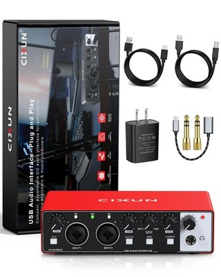 2x2 USB-C Audio Interface for PC/Mac Recording, 24-bit/192kHz, Dual TS/XLR In...