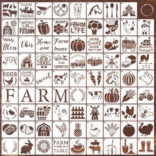 80 Pcs 4 x 4 Inch Stencils for Painting on Wood, Reusable Farm Animal Plastic...