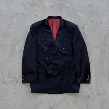 Vintage Yves Saint Laurent Double Breasted Blazer Size 48 Black Wool Formal