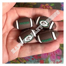 4 Pce GREEN BAY Football Team Silicone Focal Beads FOOTBALL SHAPED DIY Pens