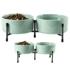 6 Inch Elevated Dog Bowl with Adjustable Metal Stand, 32 OZ Raised Ceramic Do...