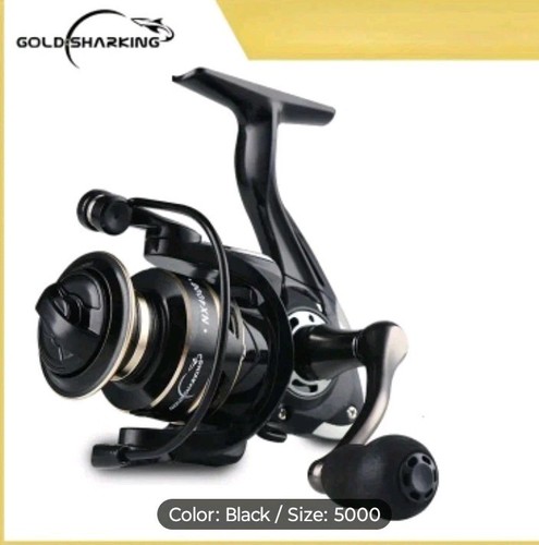 Spinning Fishing Reel 5000 Series 26Lb Max Drag Gold Shark Mojo Fishing 🦦