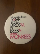 Vintage 1968 The Monkees Pinback Pin 3” Birds and Bees