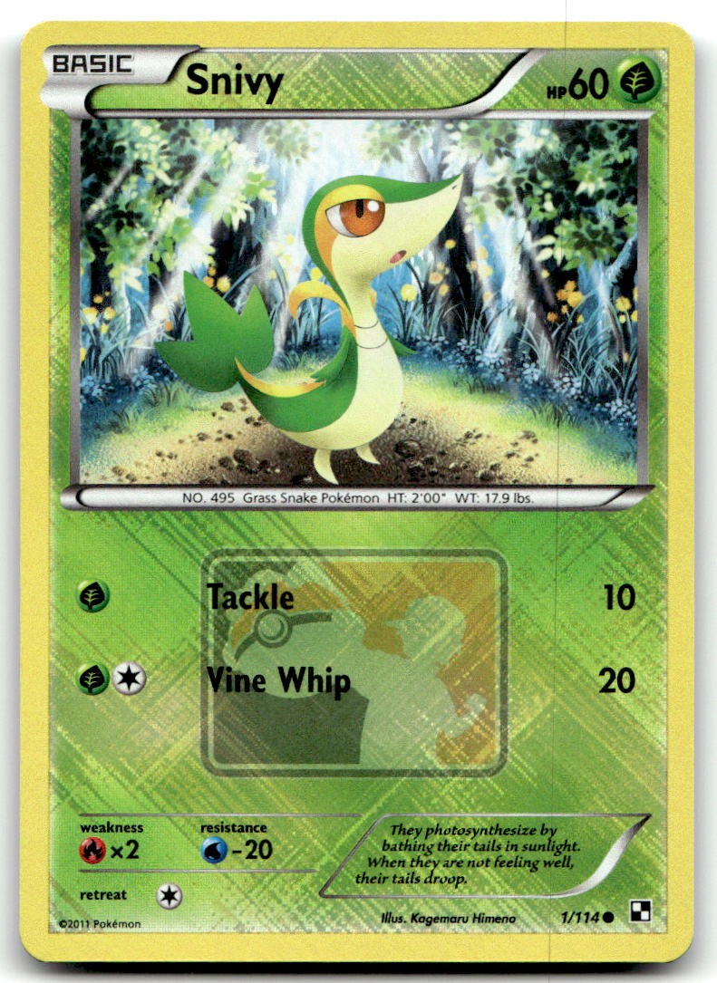 EXC-NM Crosshatch RH Snivy #001/114 (League & Championship Cards)