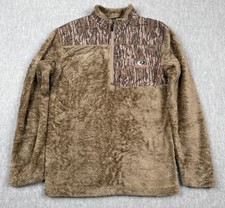Mossy Oak Bottomland Pullover Mens Small Brown Sherpa Fleece Quarter Zip Hunting