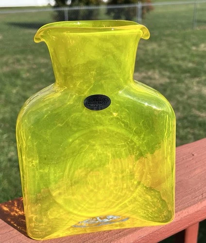 Blenko Glass Water Bottle 384 - Star Seed - Citrine