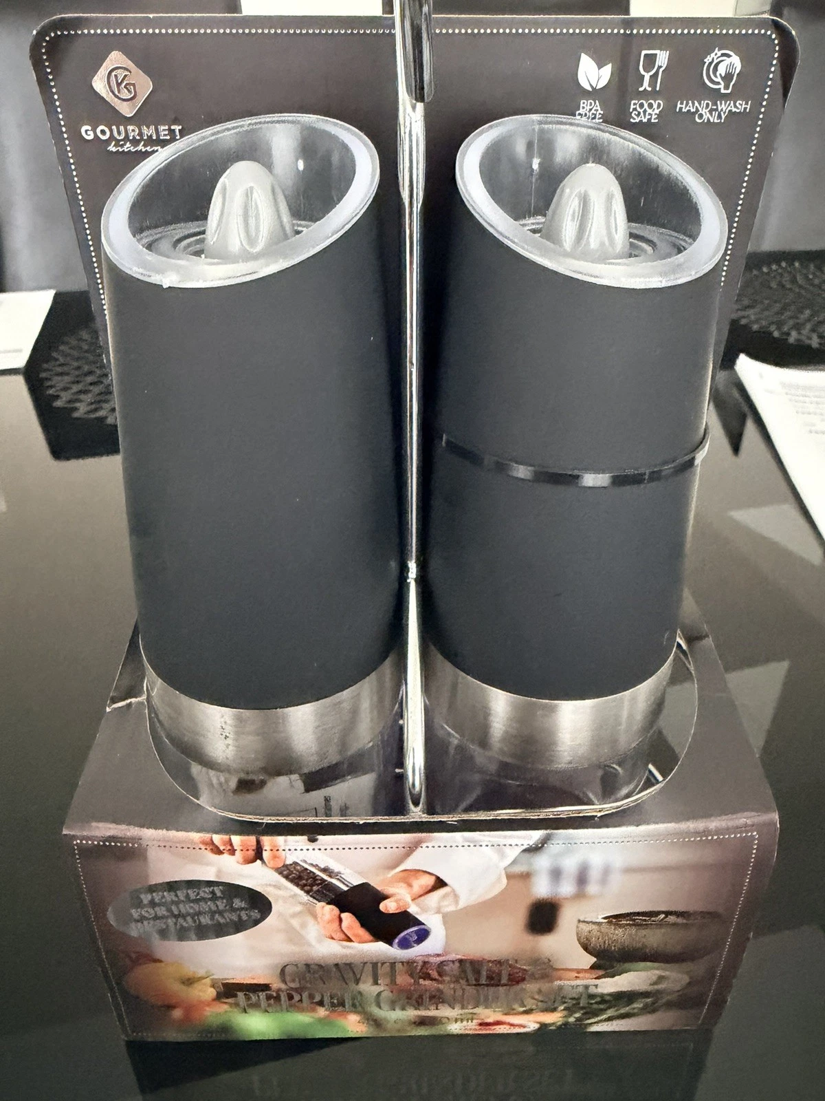 Gourmet Kitchen Gravity Salt & Pepper Grinder Set