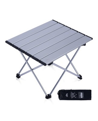 iClimb Ultralight Compact Camping Folding Table with Carry Bag Small, Silver 