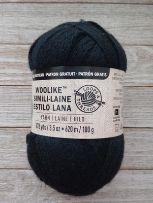yarn crochet knit loops & threads woolike simili-laine black #1 #1904 new