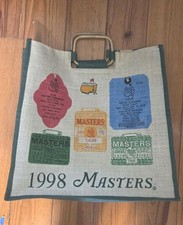 Vintage 1998 Masters Tournament Jute Tote Bag Bamboo Handles Augusta National Vintage 1998 Masters Tournament Jute Tote Bag Bamboo Handles Augusta National