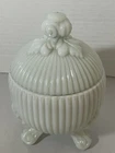 Vintage Westmoreland Milk Glass Rib Pattern 3”Footed Covered Dish Ball Sugar Bow