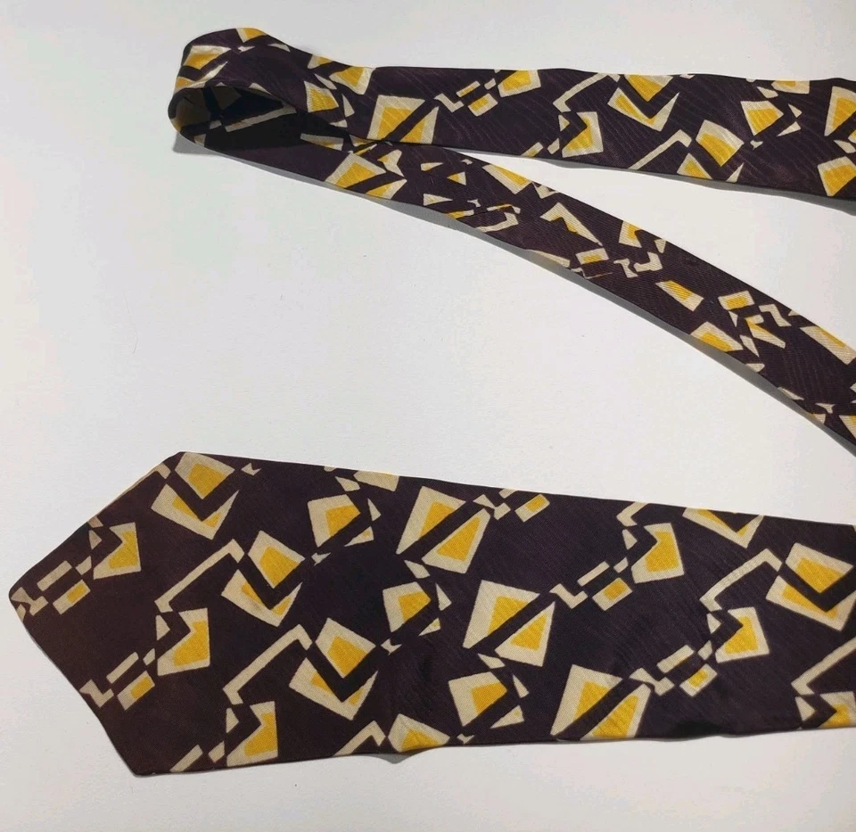 RARA Corbata Ultra De Colección 46.75" 20s 30s 40s Sin Forro Interior Abstracta Hecha a Mano EE. UU. Foto 4 de 4