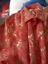 Hand Tailored Short Sleace Shirt Men's  DRAGON XXXXL Orange 