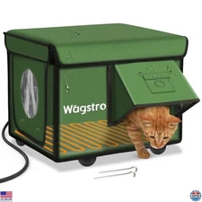 Cozy Heated Cat House - Waterproof, Insulated Shelter with Awning & Escape Door