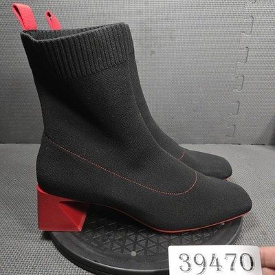 VIVAIA Boots Womens Size 11.5 Black Knit Sock Ankle Square Toe