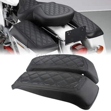 Black Stitched Leather Hard Saddlebag Lid Covers for Harley Street Glide 14-23