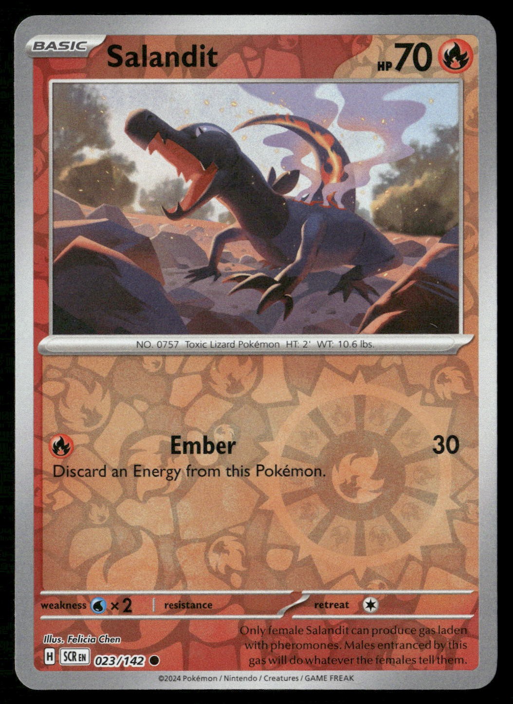 Salandit 23/142 Common Stellar Crown Pokemon Reverse Holo Near Mint