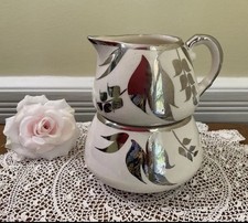 Lancaster Sandland Staffordshire Stacking Creamer Sugar Bowl Platinum Leaves