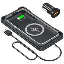 Wireless Car Charger Pad, 15W Fast Wireless Charging Pad for Car, Non-Slip Sm...