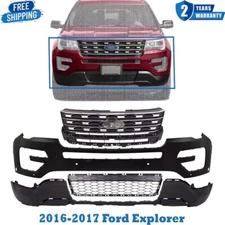 Front Bumper Cover Primed & Grille Assembly Kit For 2016-2017 Ford Explorer