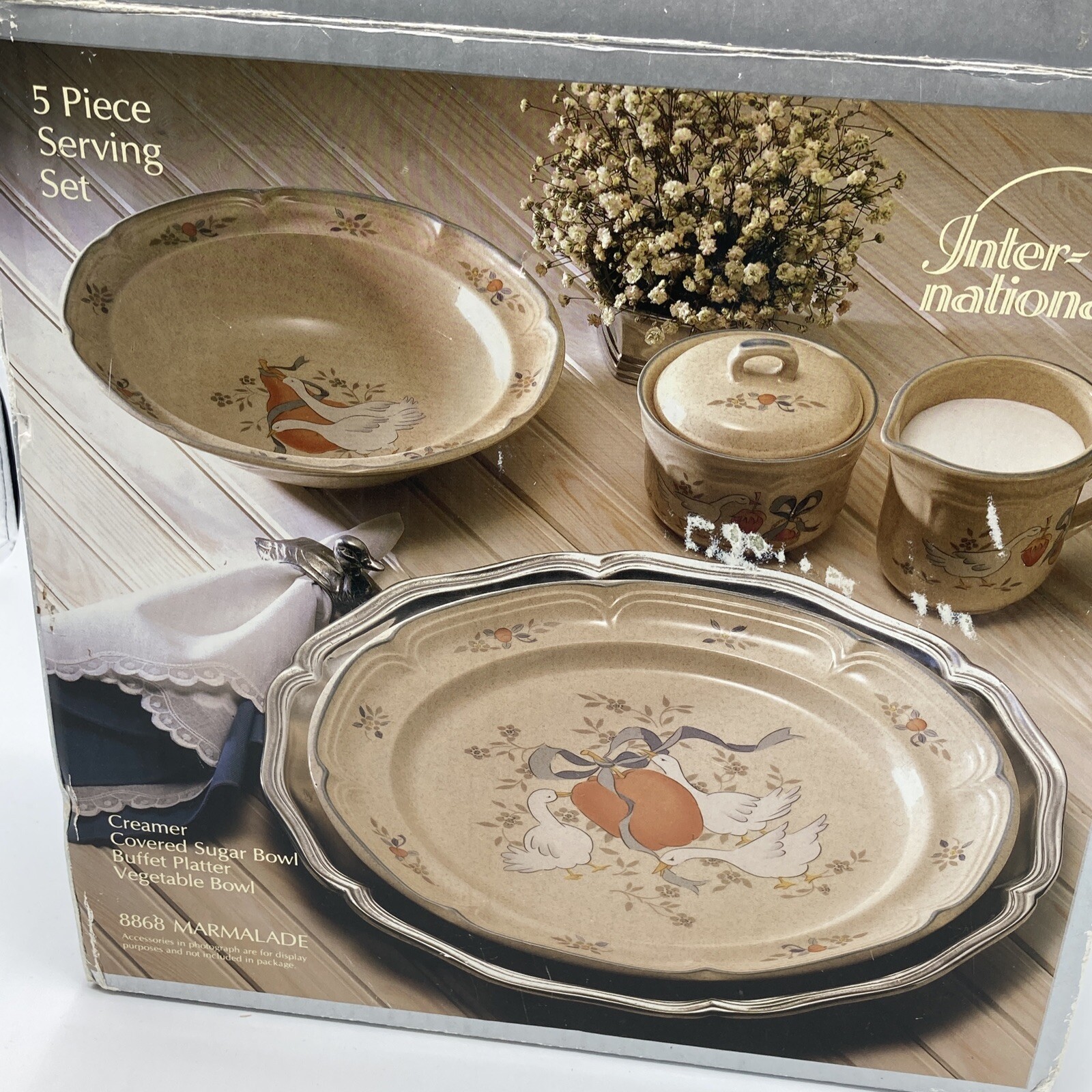 International China Marmalade Geese 5 Piece Serving Set Creamer Sugar