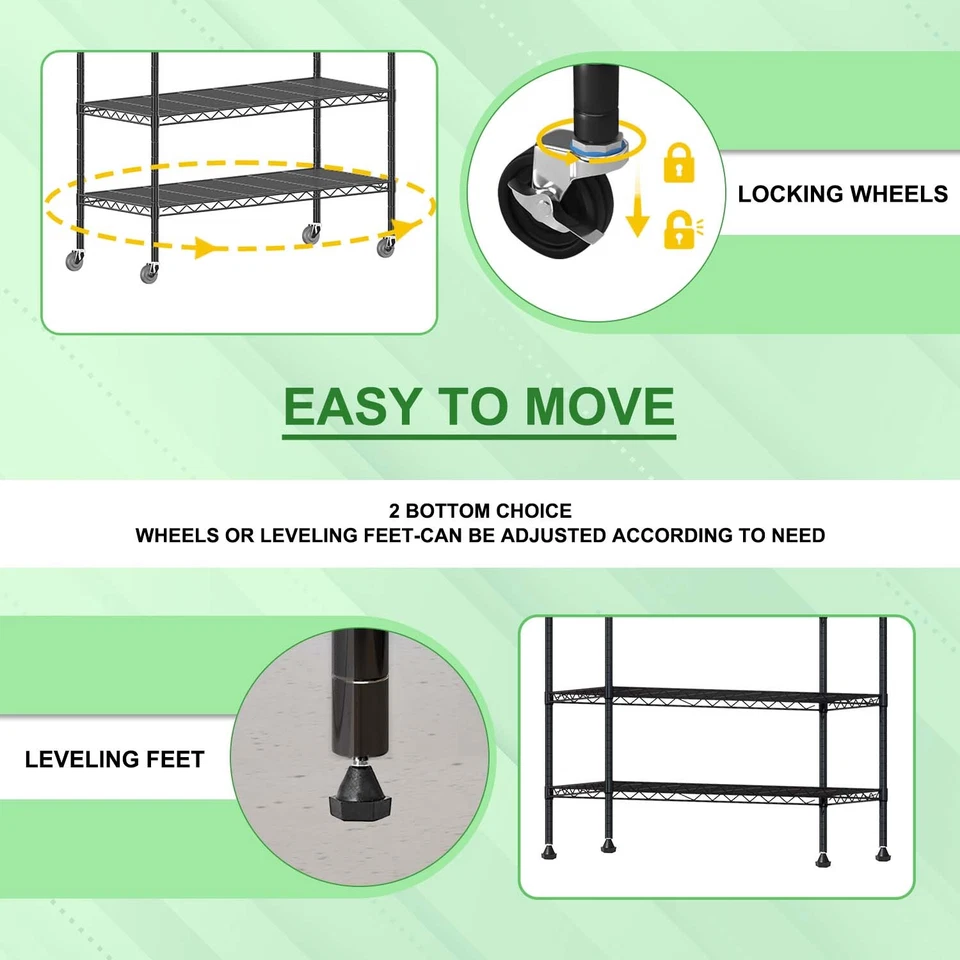 Wire Shelving Unit with Wheels Steel 6 Tier Heavy Duty Layer Rack 18x48x82 inch - Image 2 of 4