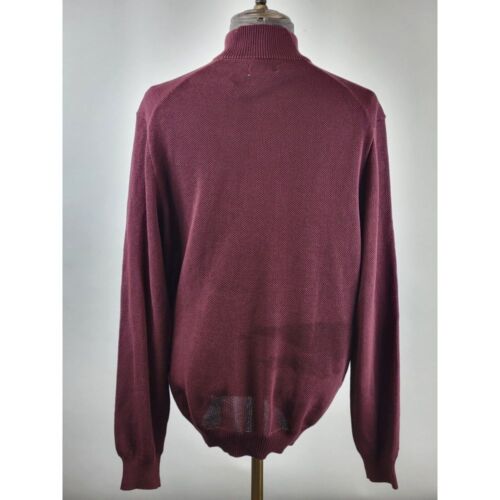 NWT Club Room Men's Quarter-Zip Textured Cotton Sweater Red Plum Size XL - Picture 4 of 8
