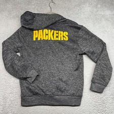 Green Bay Packers Full Zip Football Hoodie NFL Team Apparel Youth L 14-16 