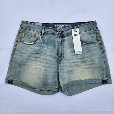 Denizen /Levi's Denim Jean Shorts Misses Size 14 Blue Mid Rise Cuffed Hem 