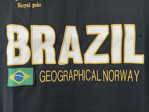 Geographical Norway Mens sz XL Brazil Royal Polo Team All Over Embroid Shirt L - Picture 6 of 17