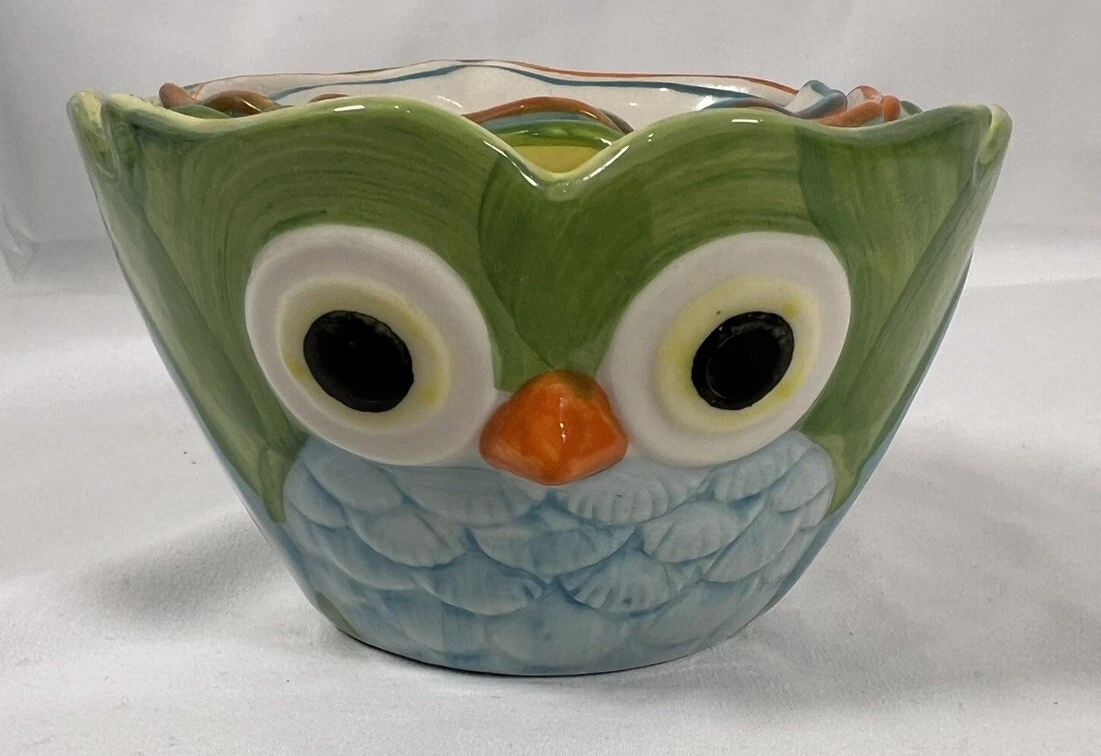 Pier 1 Imports Owl Nesting Measuring Cups Set of Four Hand Painted Ceramic