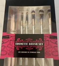 COSMETIC BRUSH SET 5 PIECES WITH STORAGE TUBE NEW in Box!!!!🔥💋