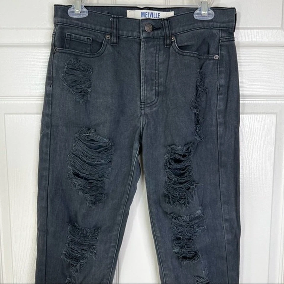 Женские укороченные джинсы Brandy Melville состаренные Boyfriend стирка черные размер 26 - Изображение 4 из 4