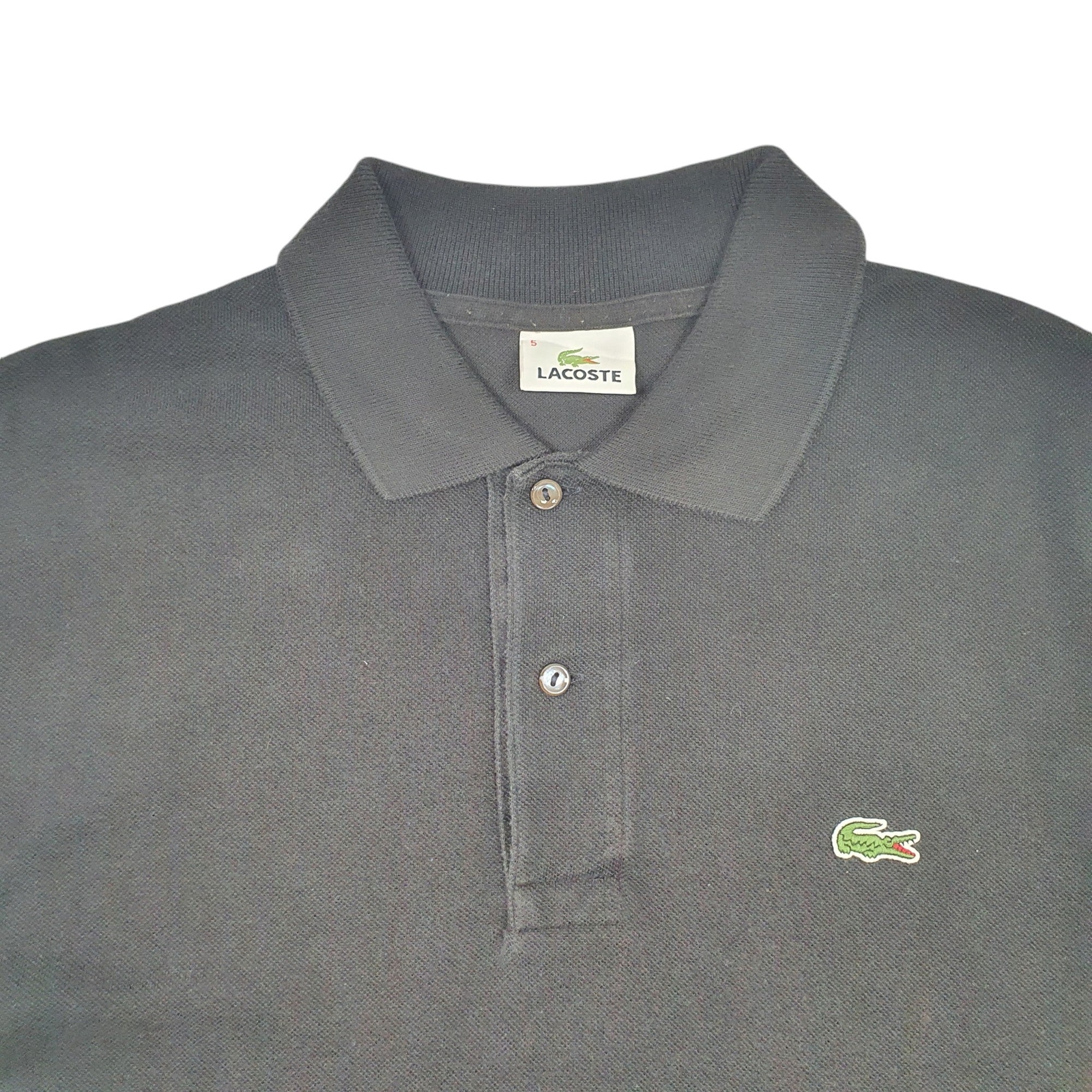 LACOSTE Black Polo Shirt Short Sleeve Cotton Mens L image 3