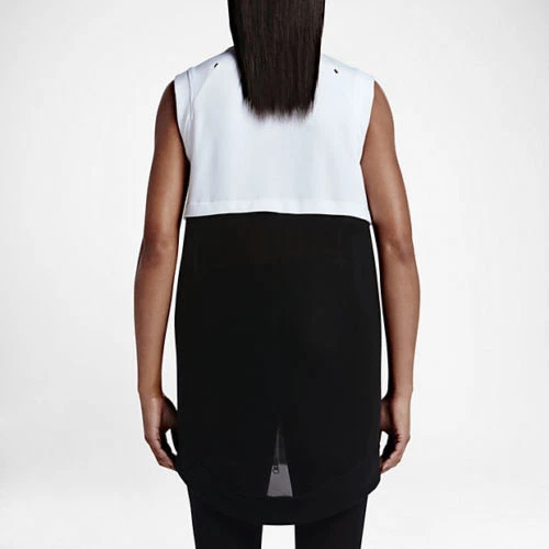 $150 NWT NIKE SzM TECH FLEECE MESH FULL ZIP COCOON VEST WHITE/BLACK - Image 3 of 4