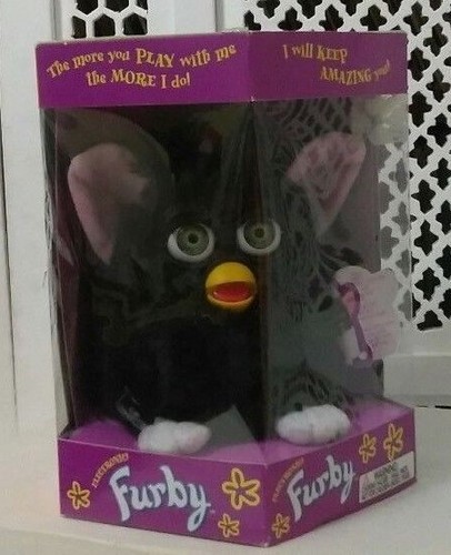 RARE ORIGINAL BLACK FURBY PINK EARS 