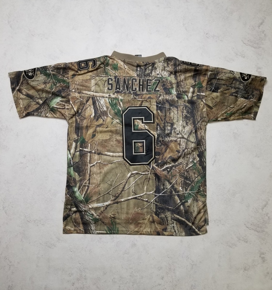 トップス TENDERLOIN MOSS STITCH NFL New York Jets Mark Sanchez #6 Camo Realtree Reebok Onfield