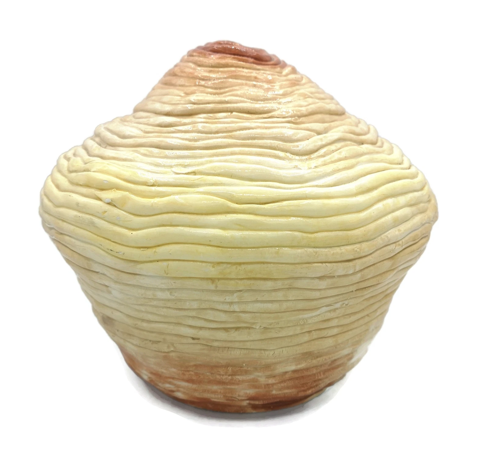 Large Handmade Ceramic Round Vase Modern Textured Decorative Organic Pottery Art