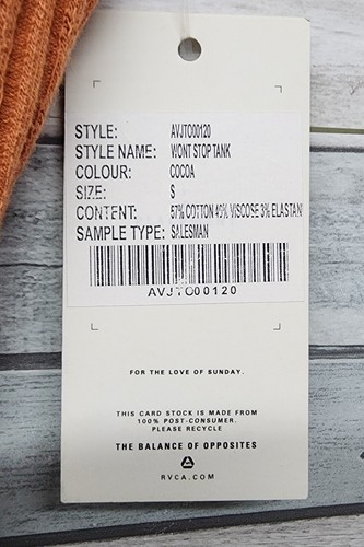 RVCA Sunday Collection Small Womens Won't Stop Tank Top Orange Pumpkin Color New - Picture 4 of 9