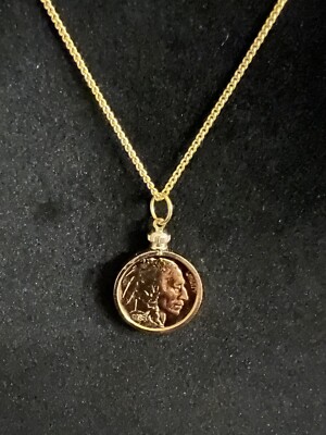 Charm | Pendant | 24k Gold Plated | Indian Head Nickel | Jewelry Collectible |