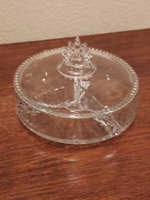 Antique Clear Glass Covered Candy Dish